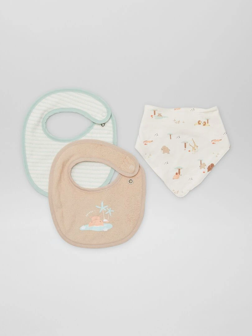 Lot de 3 bavoirs Beige