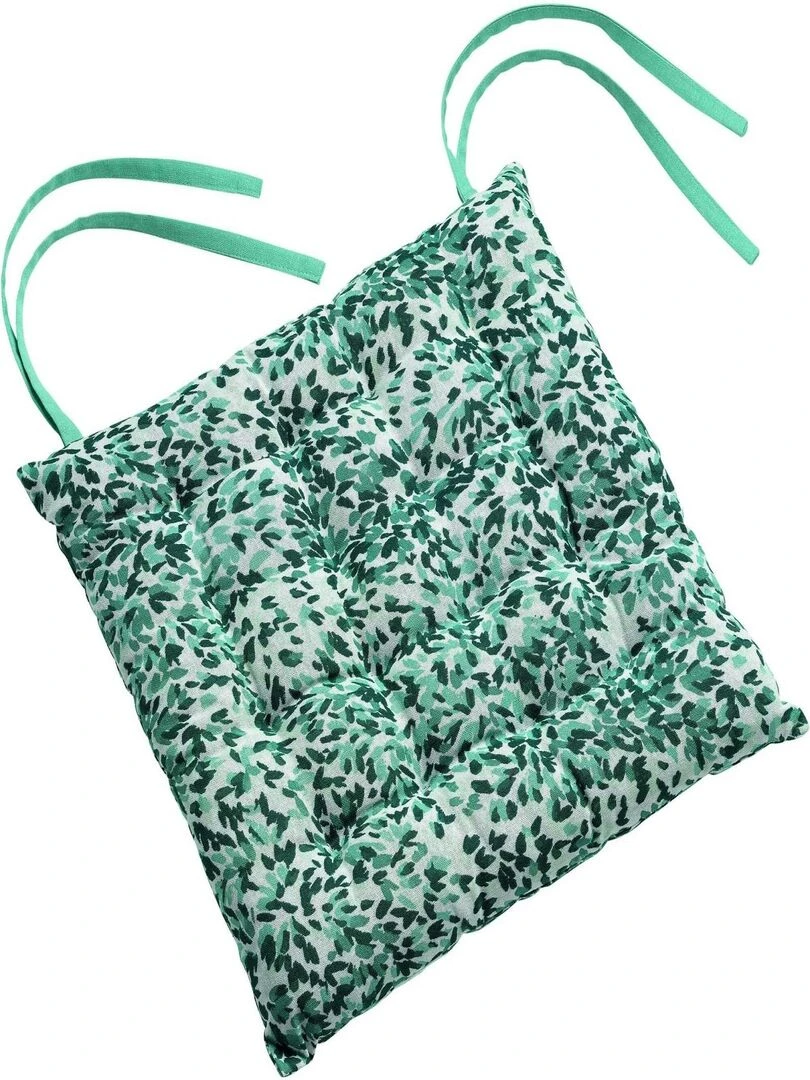 Galette de chaise matelassee Splash feuilles Vert