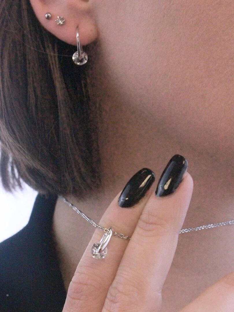 Pendentifs Classy Argenté et Cristal Argent