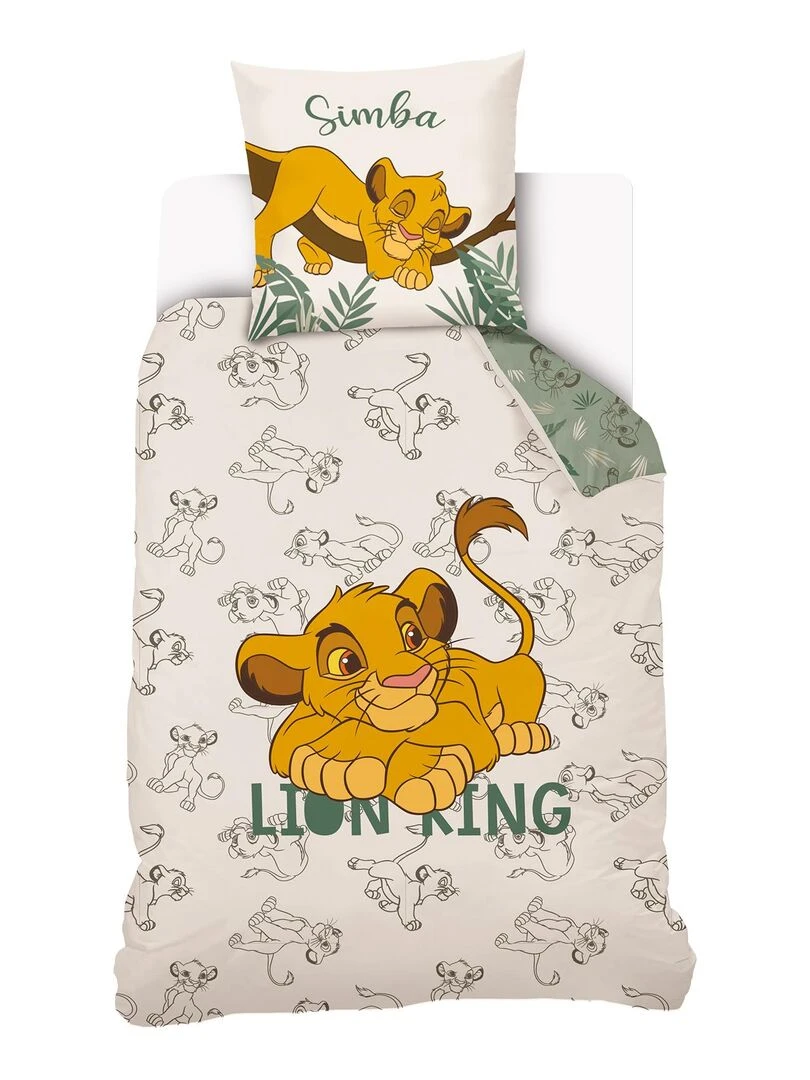 DISNEY Housse de couette Le Roi Lion Simba 140x200 cm 100% Coton Blanc Blanc