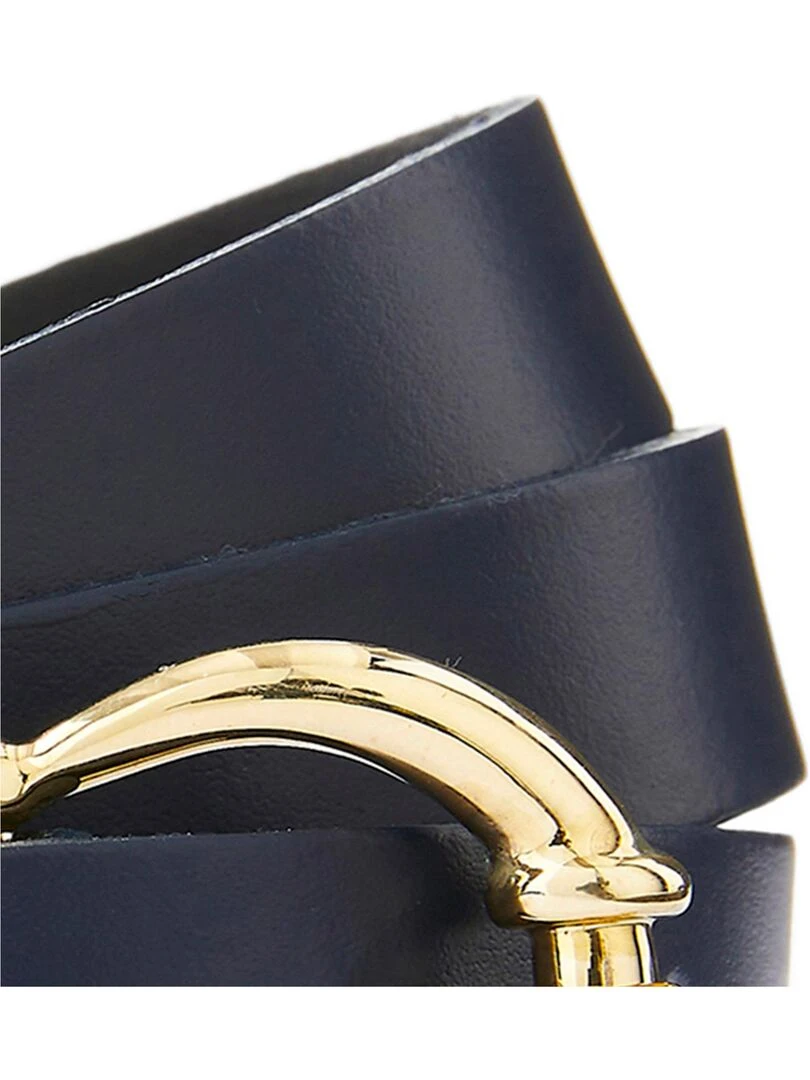 Ceinture fine croûte de cuir   Damart   Bleu marine