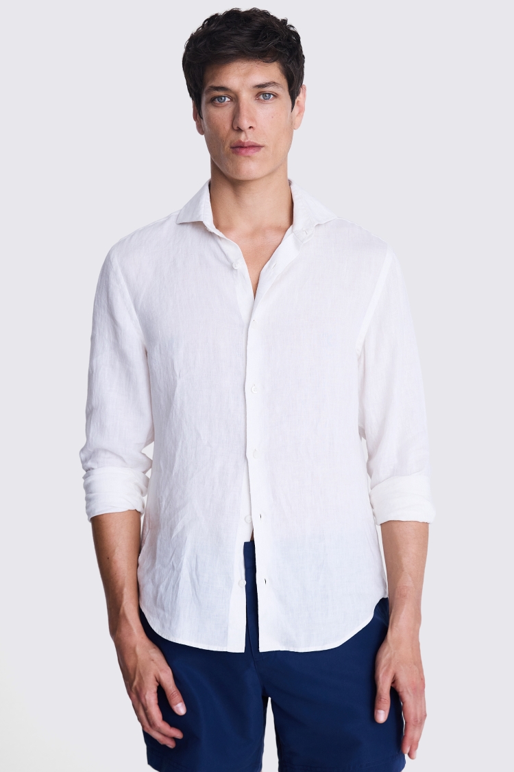Tailored Fit Off White Linen Shirt Buy Online at Moss