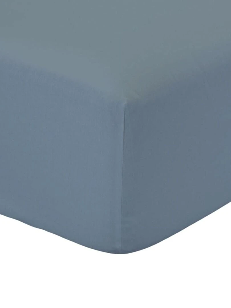 Drap housse 2 personnes uni 'ESSENTIAL' 'TODAY' Bleu gris