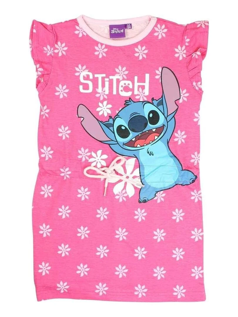 Disney Robe fille imprimé Lilo Et Stitch en coton Rose fushia