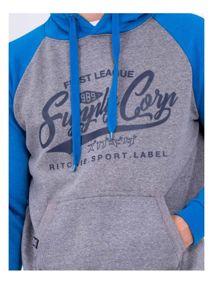 Sweat capuche WANDERLUST   Bleu roi