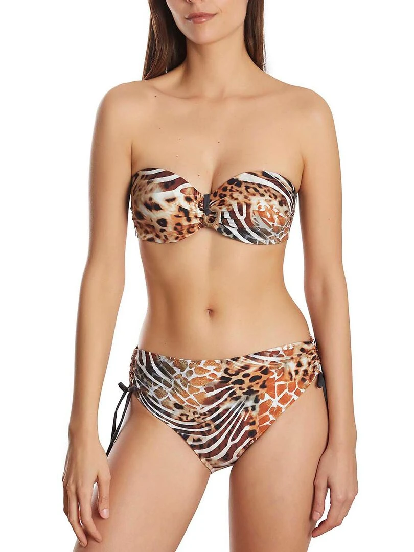 Haut maillot de bain bandeau Animal   Marron