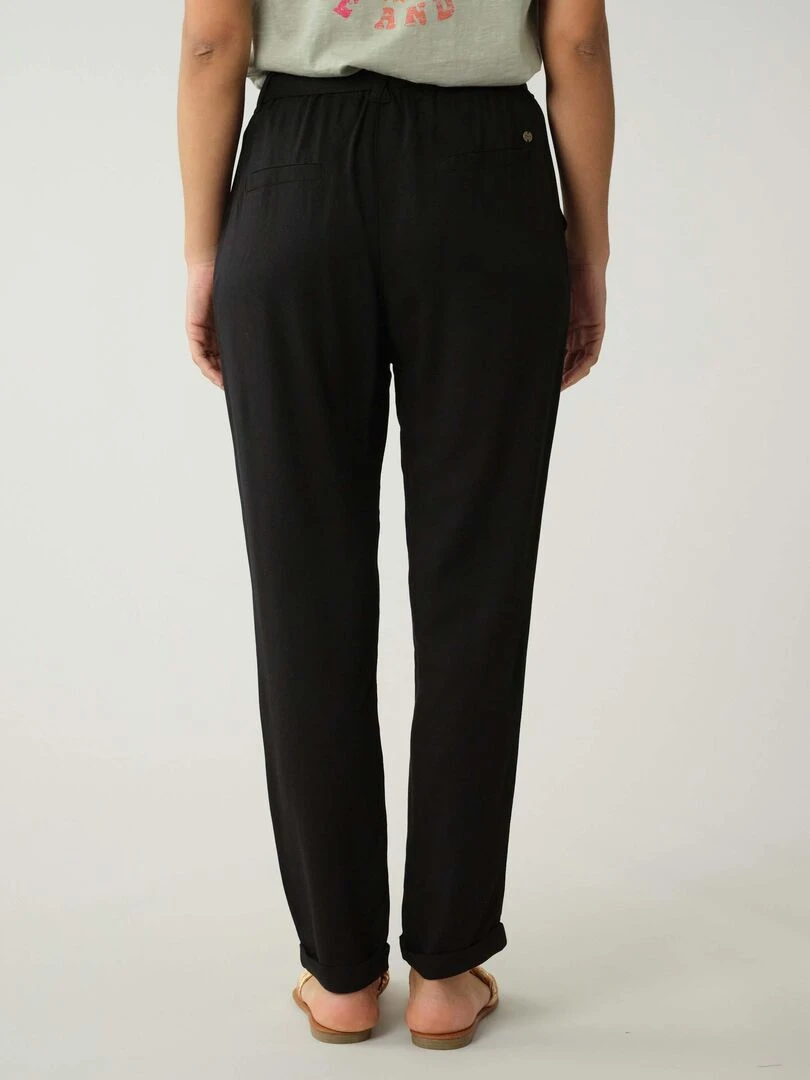 Pantalon fluide uni pour femme 'Deeluxe'   Noir