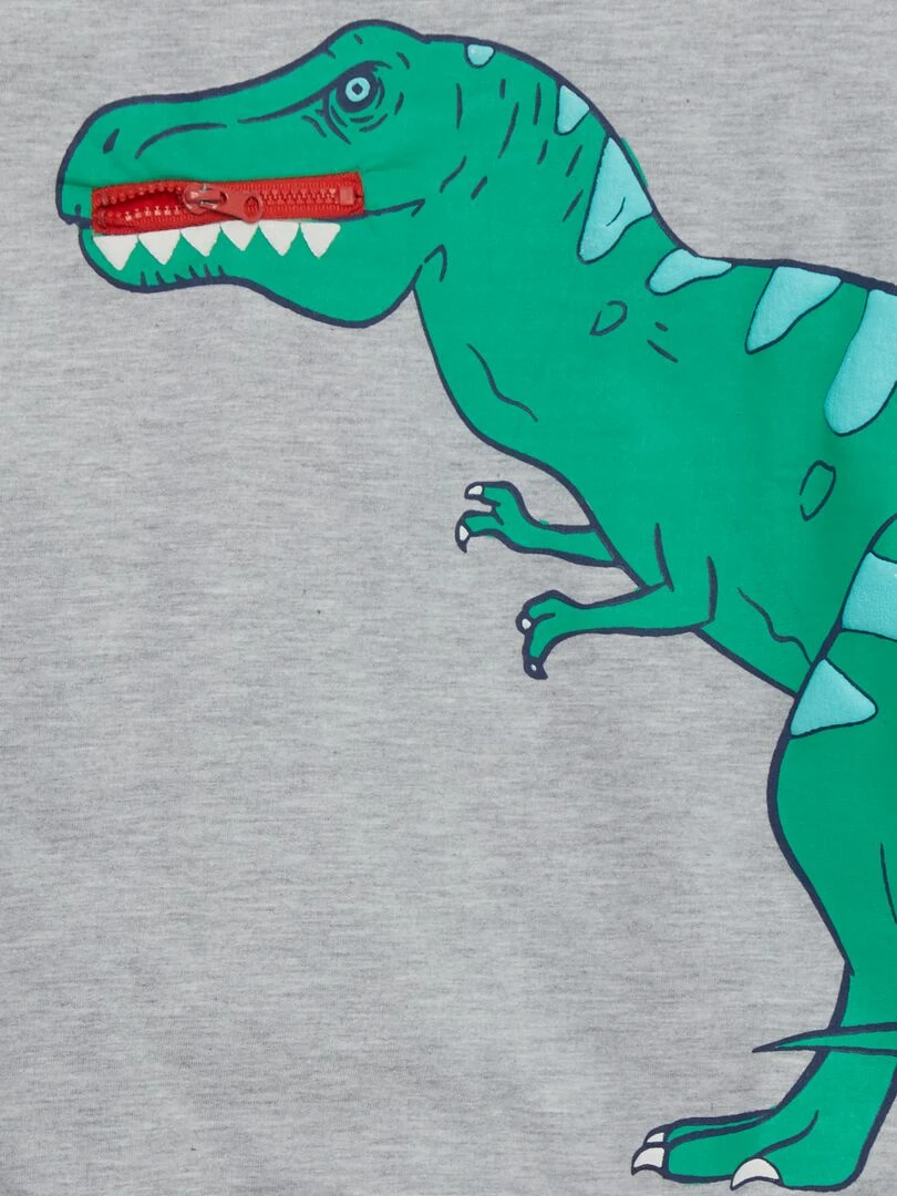 Sweat dinosaure à col rond   Gris