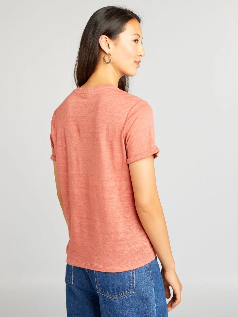 T shirt en lin   Rose