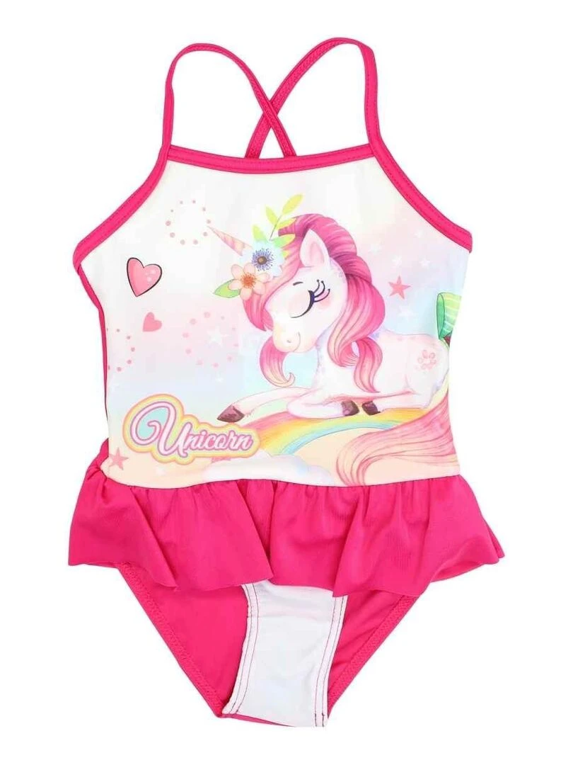 Disney Maillot De Bain fille imprimé Unicorn Valley Rose fushia