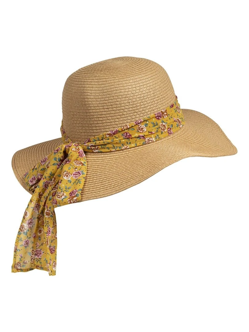 Isotoner Chapeau Femme Capeline Foulard Jaune