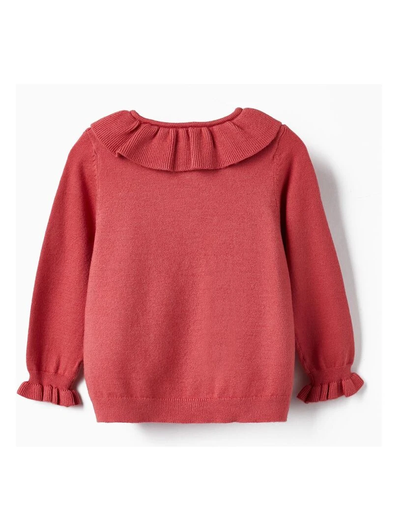 Gilet en Maille avec Volants pour Bébé Fille SPRING BEGINS Rose foncé