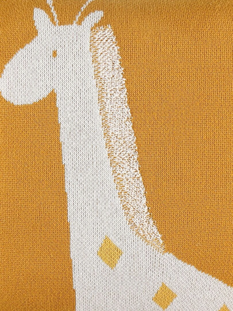 Coussin tricot en jacquard BIO  ocre   Jaune