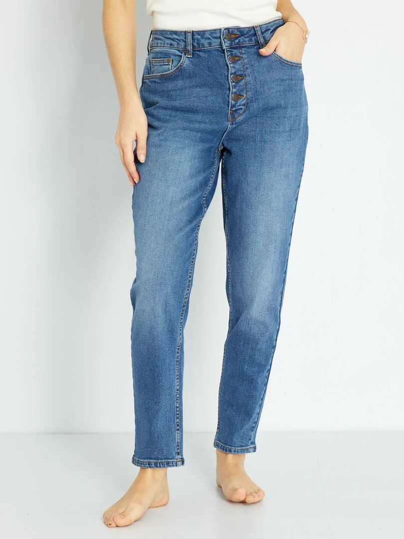 Jean mom à taille très haute L32 Stone