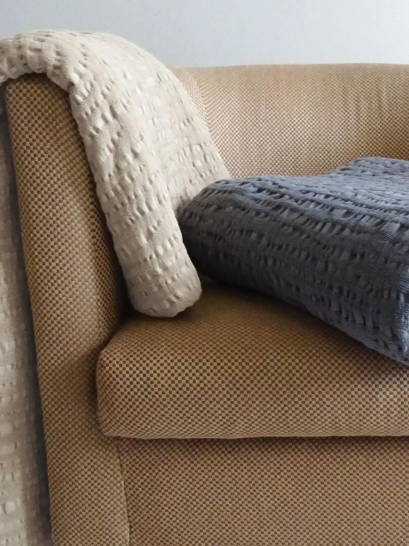 Plaid uni en 100% coton   Beige clair