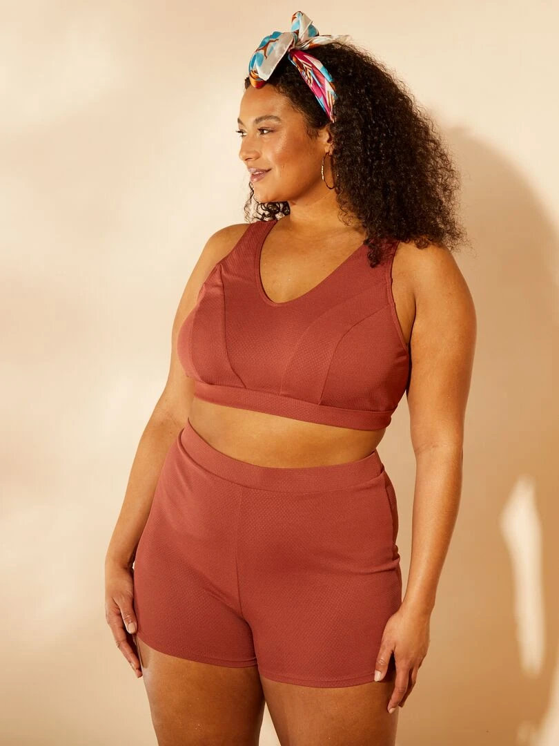 Maillot de bain brassière + short 2 pièces Marron