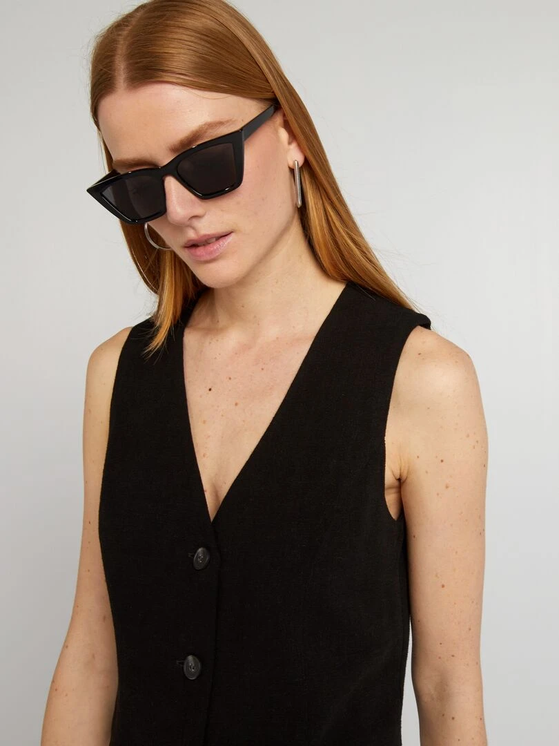 Gilet garçon de café en lin mélangé   noir