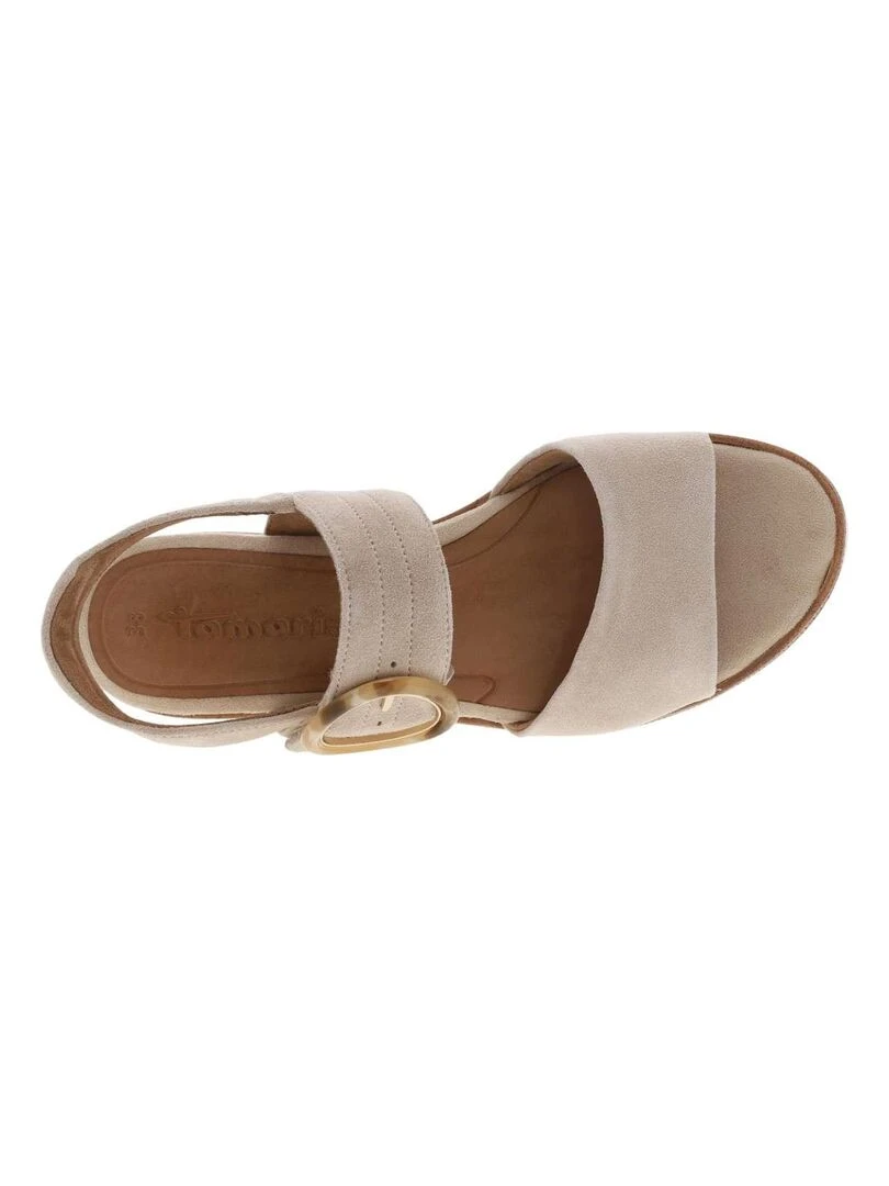 TAMARIS   Nu pieds cuir talon semi compensée   Ivoire