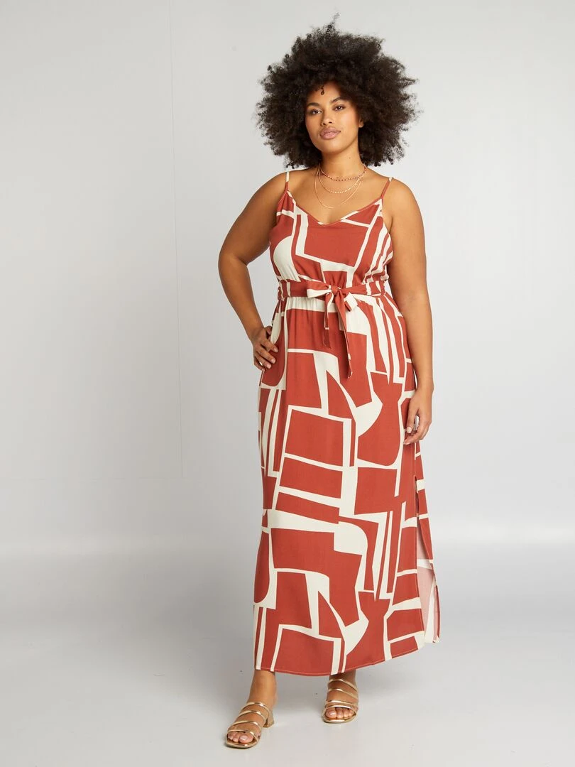 Robe longue à motif   ORANGE