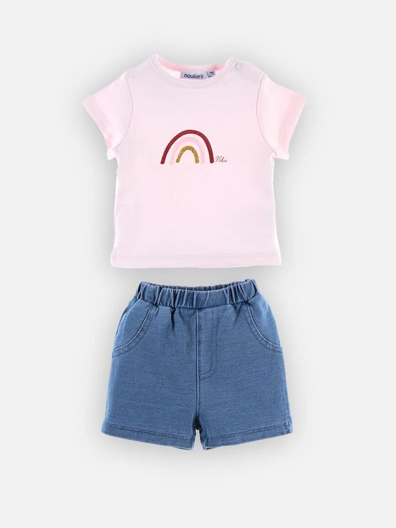 Set t shirt + short denim  clair   Noukie's   Rose