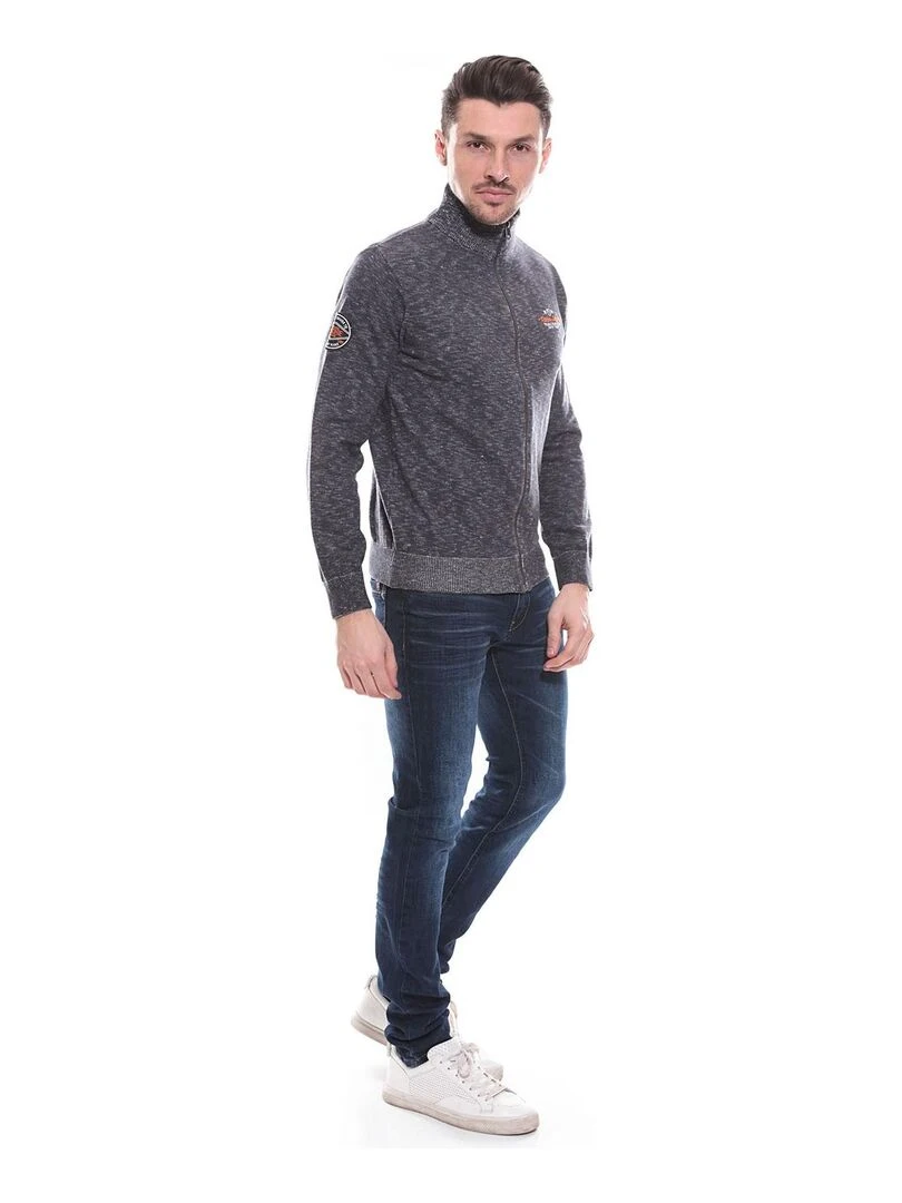 Gilet zippé col cheminée en coton ANTONIO   Gris