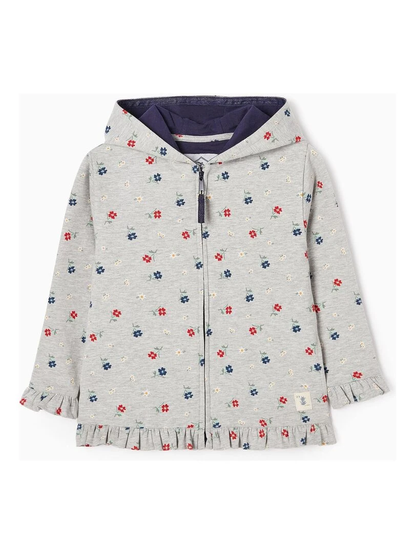 Veste à Capuche en Coton Fille 'Fleurs' ALPINE LUXURY Gris clair