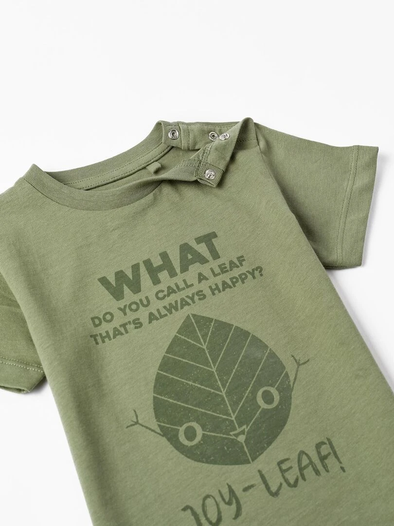 T shirt à manches courtes en coton pour bébé garçon 'Joy Leaf' manches courtes  NATURE TAKEOVER   Vert