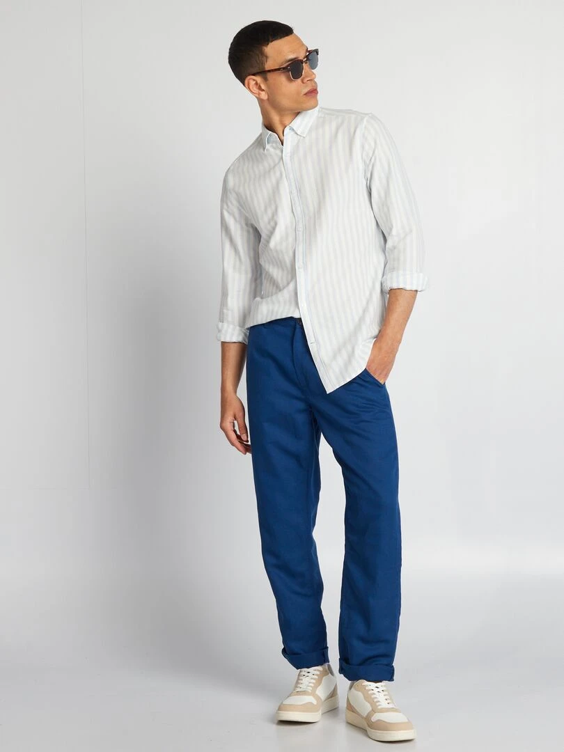 Chemise à coupe droite et à rayures Bleu/blanc