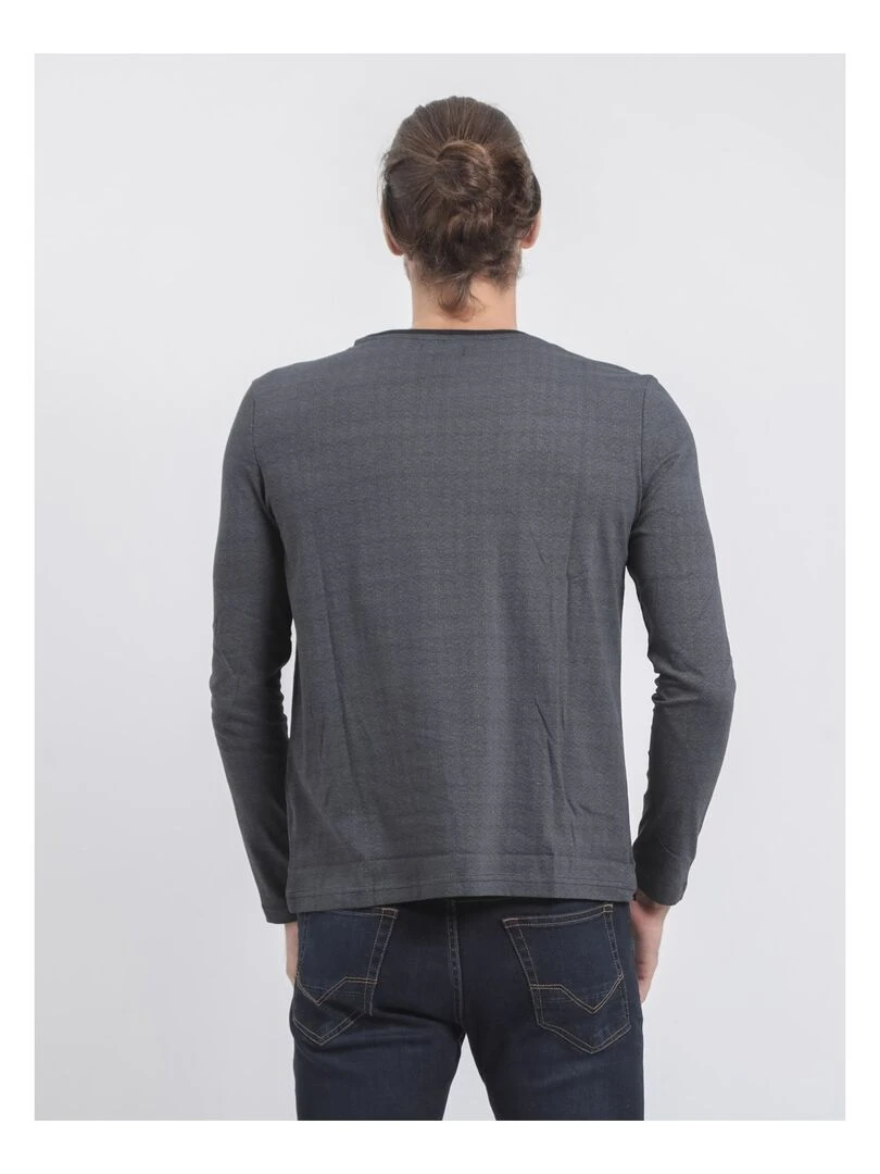 T shirt manches longues col rond pur coton JACOU Bleu marine