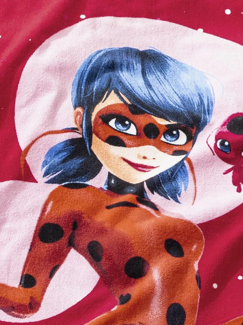 Drap de plage imprimé 100% coton  MIRACULOUS LADYBUG SUPERGIRL   Rouge