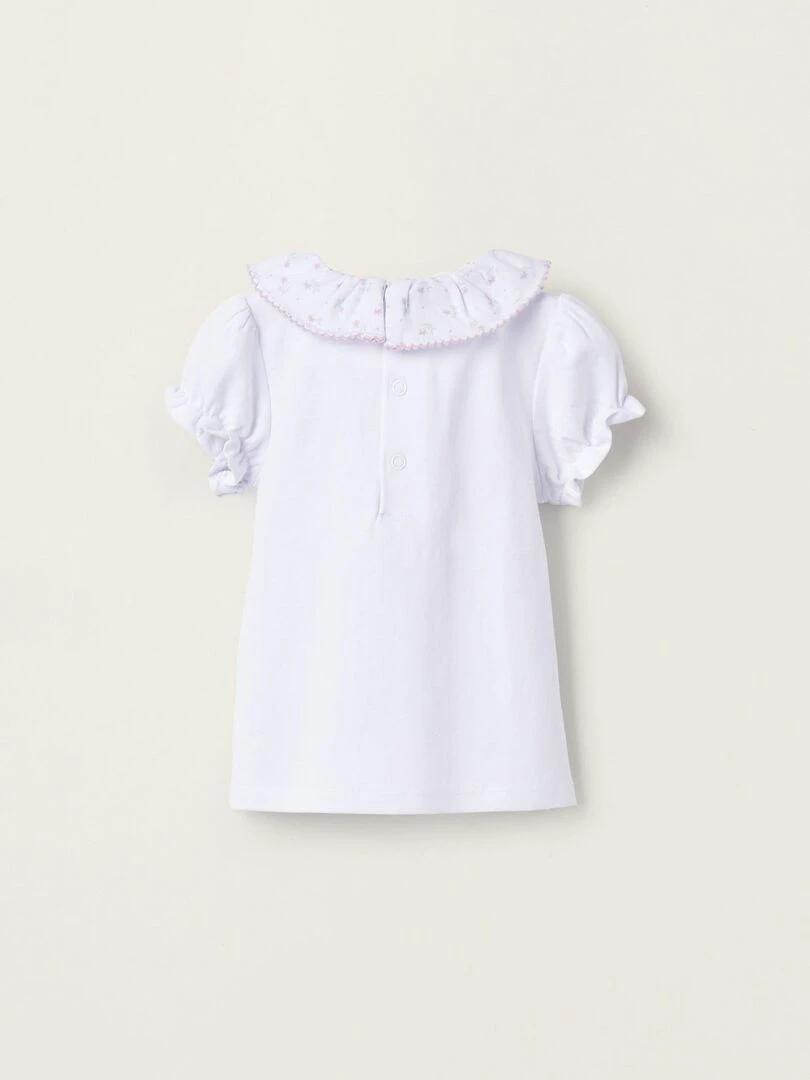 T Shirt en coton pour nouveau né manches courtes ATLANTIC COMPANY Blanc