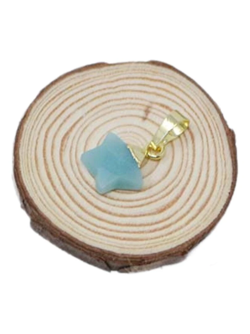 Pendentif étoile Plaqué Or Pierres naturelles Bleu clair