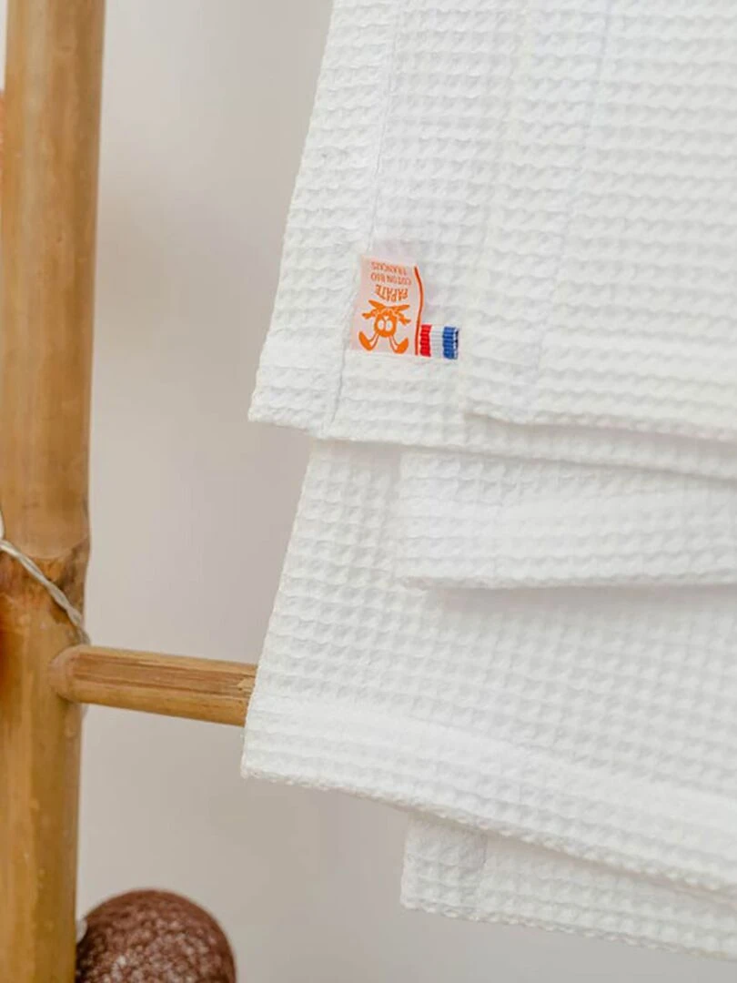 Couverture Nid D'abeilles En Coton Bio Aiko   Blanc