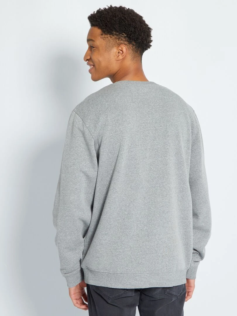 Sweat en molleton uni à col rond +1m90   gris chiné