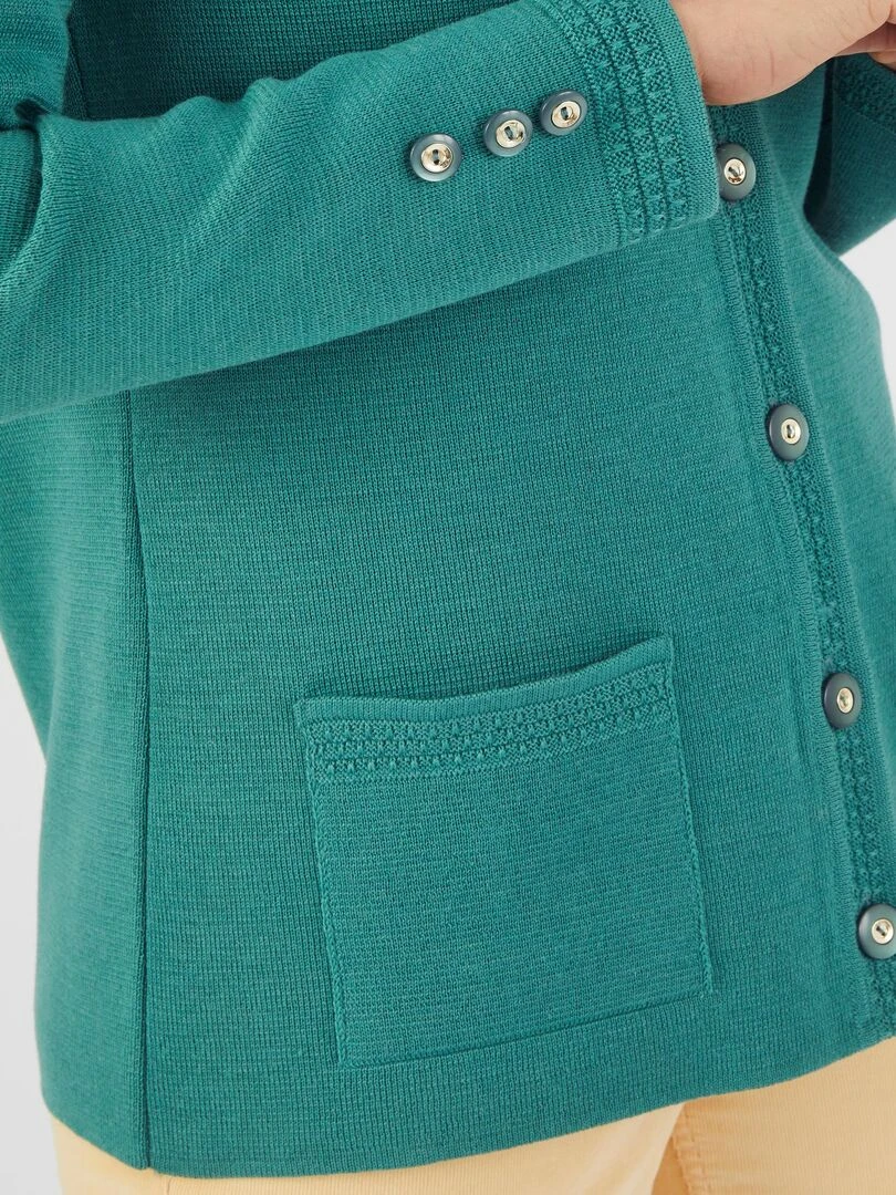 Veste maille milano 50% laine mérinos Damart Vert