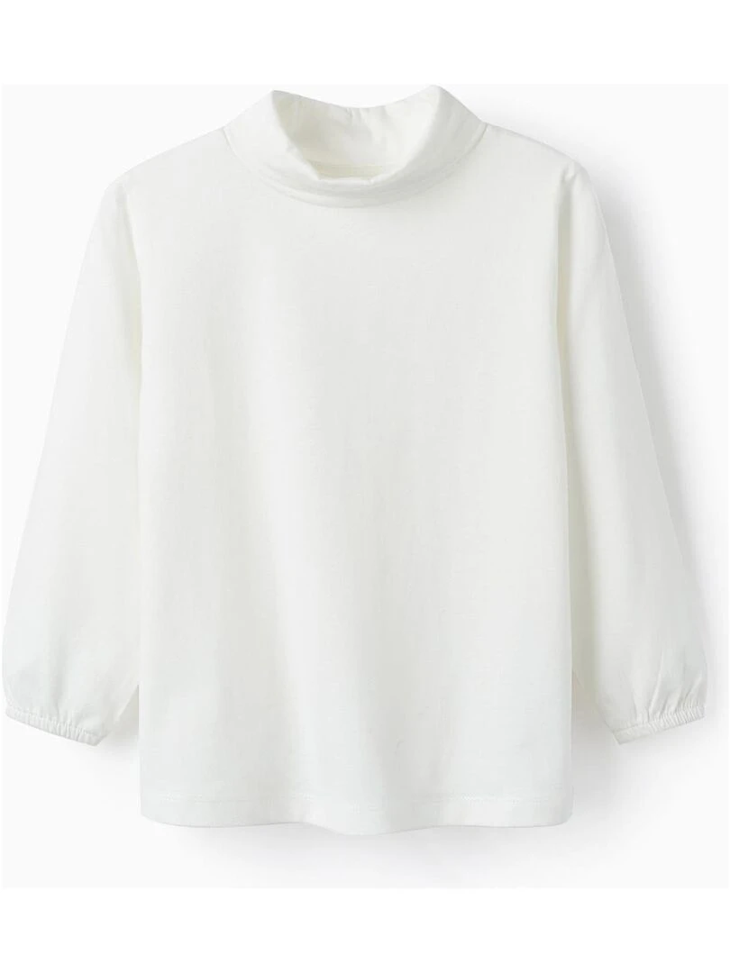 T shirt à manches longues en coton pour bébé fille manches longues LITERATURE CLUB Blanc