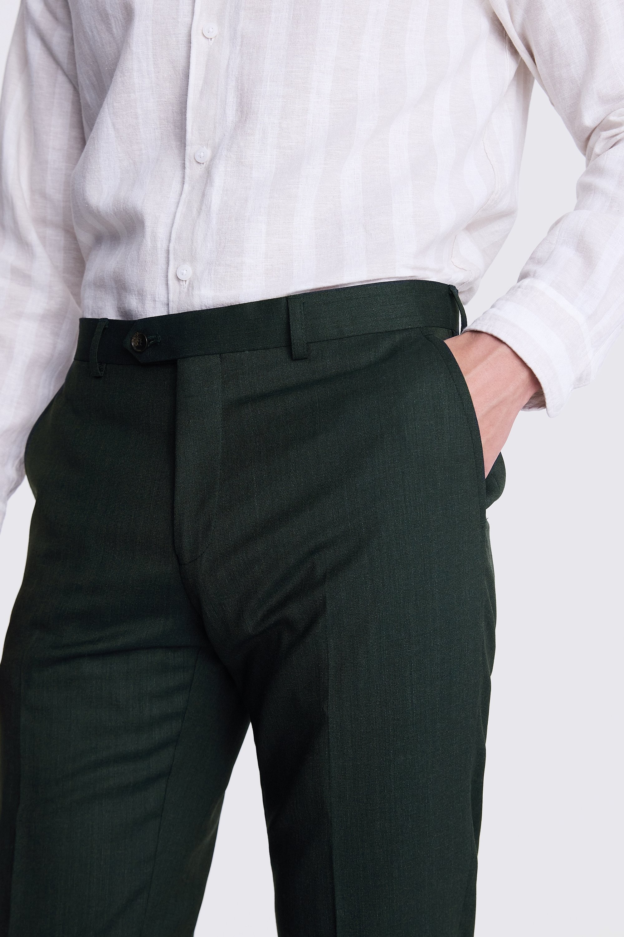 Italian Tailored Fit Green Half Lined Trousers   Buy Online at Moss