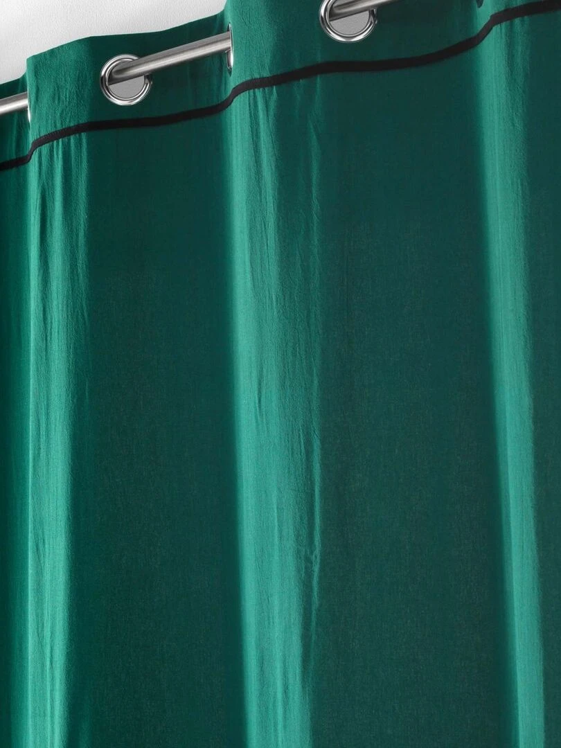 Rideau uni en coton lavé Vert foncé