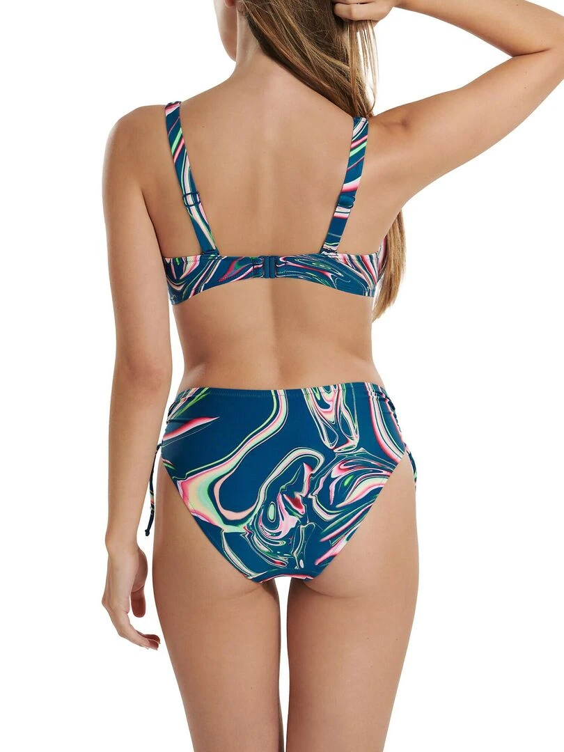 Bas maillot slip de bain taille haute côtés réglables Queensland   Bleu