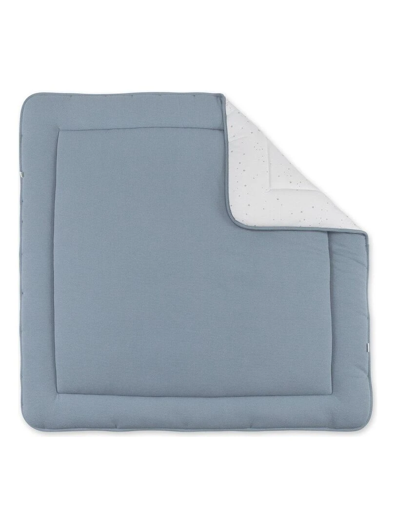 Bemini Tapis de parc et jeu Pady waffle et jersey bio Bleu gris