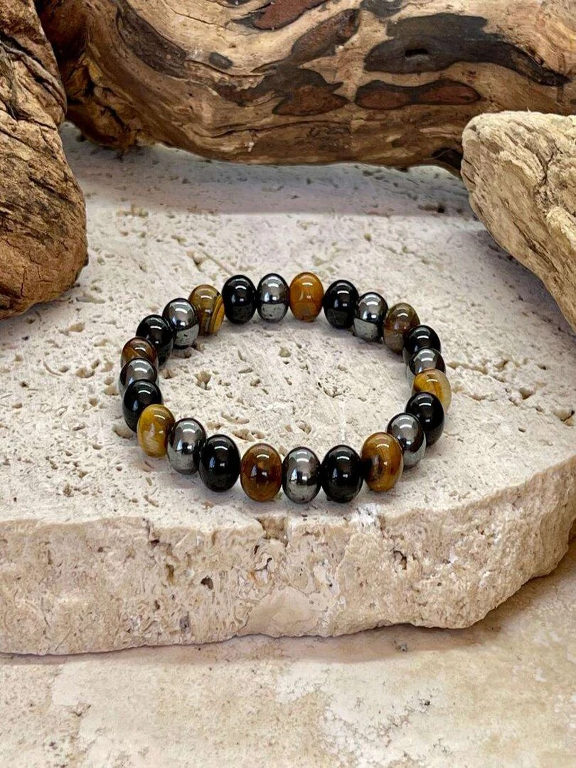 Bracelet en œil de tigre de protection   Marron