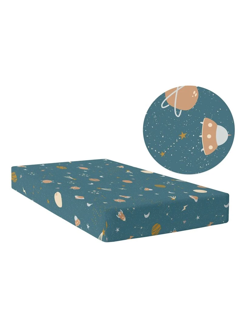 Drap housse Mini universe "Happyfriday" Blanc