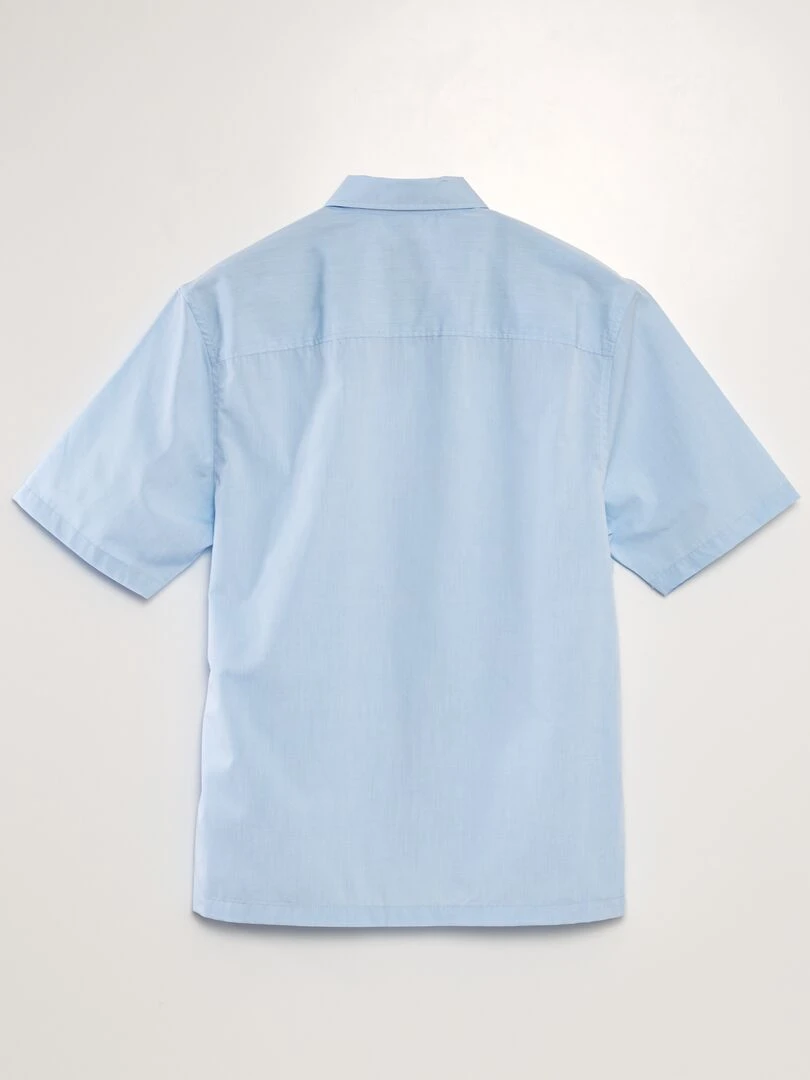 Chemise en popeline à manches courtes Bleu clair