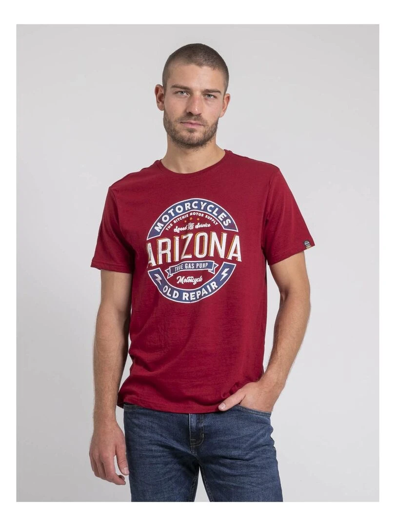 T shirt col rond pur coton JABUSTIN Bordeaux