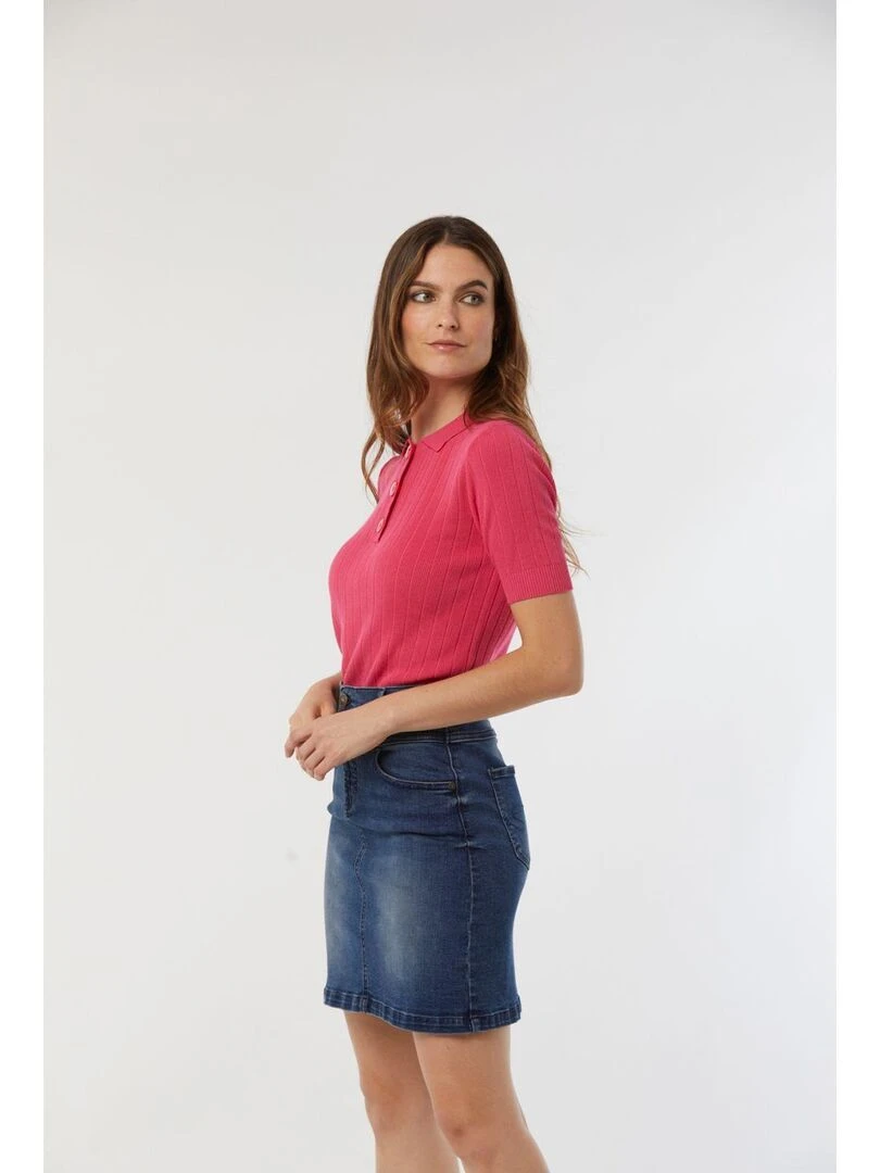 Lee Cooper   Polo manches courtes viscose slim CAISSY   Rose fushia