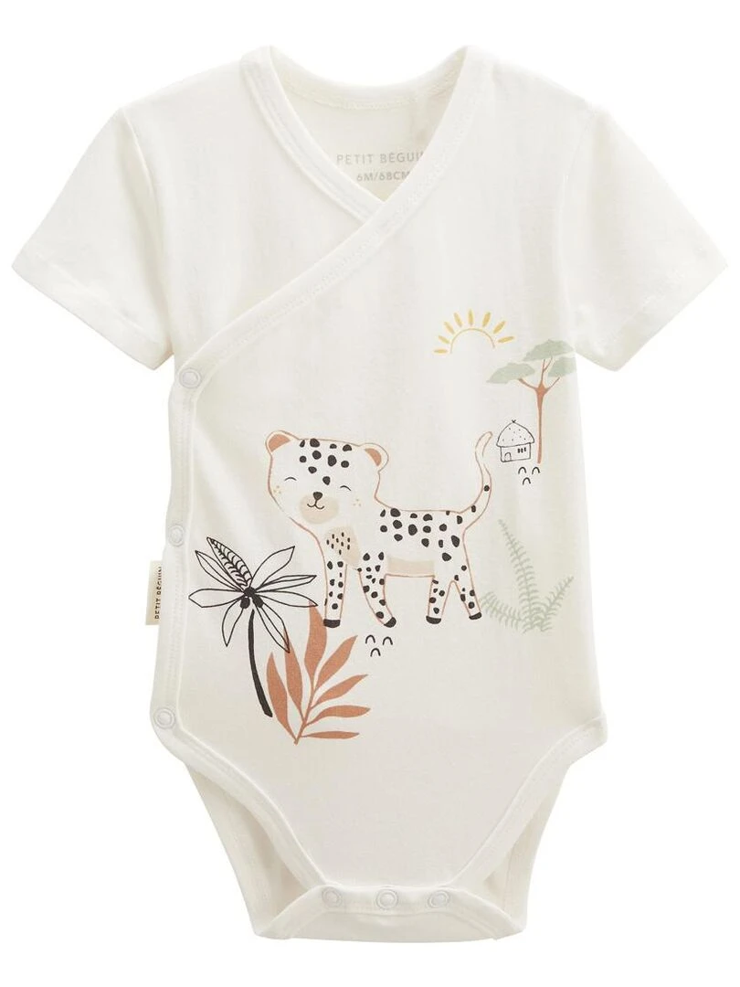 Lot de 2 bodies bébé manches courtes ouverture croisée Yao   Ecru