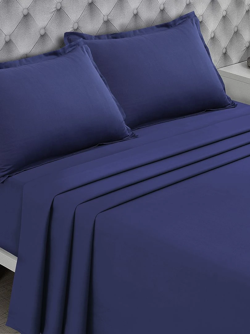 Drap plat uni bleu marine