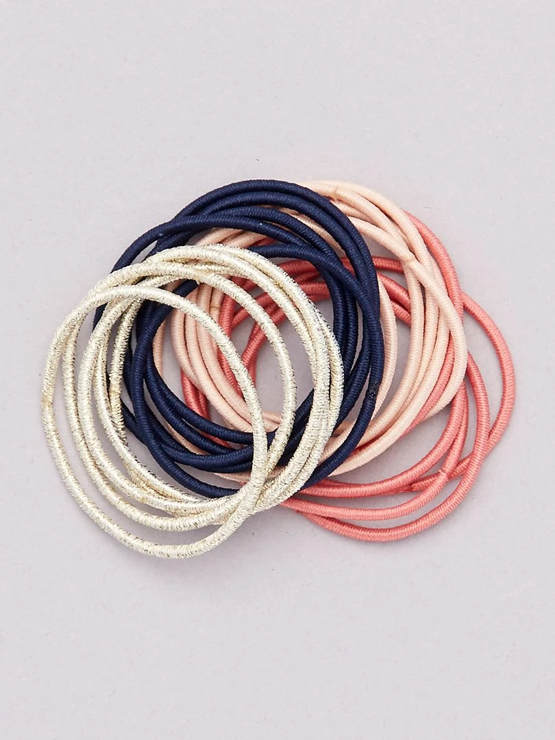 Lot de 20 élastiques pour cheveux rose/doré