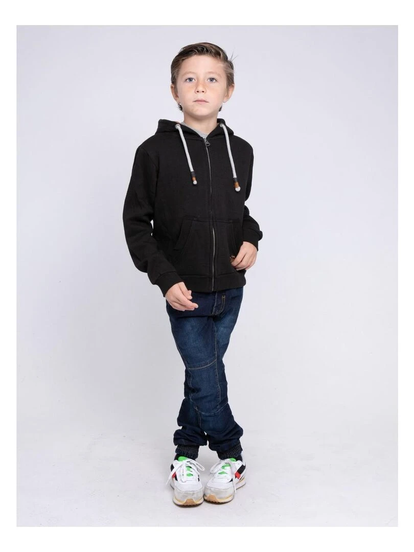 Sweat zippé capuche WAMIN J   Noir