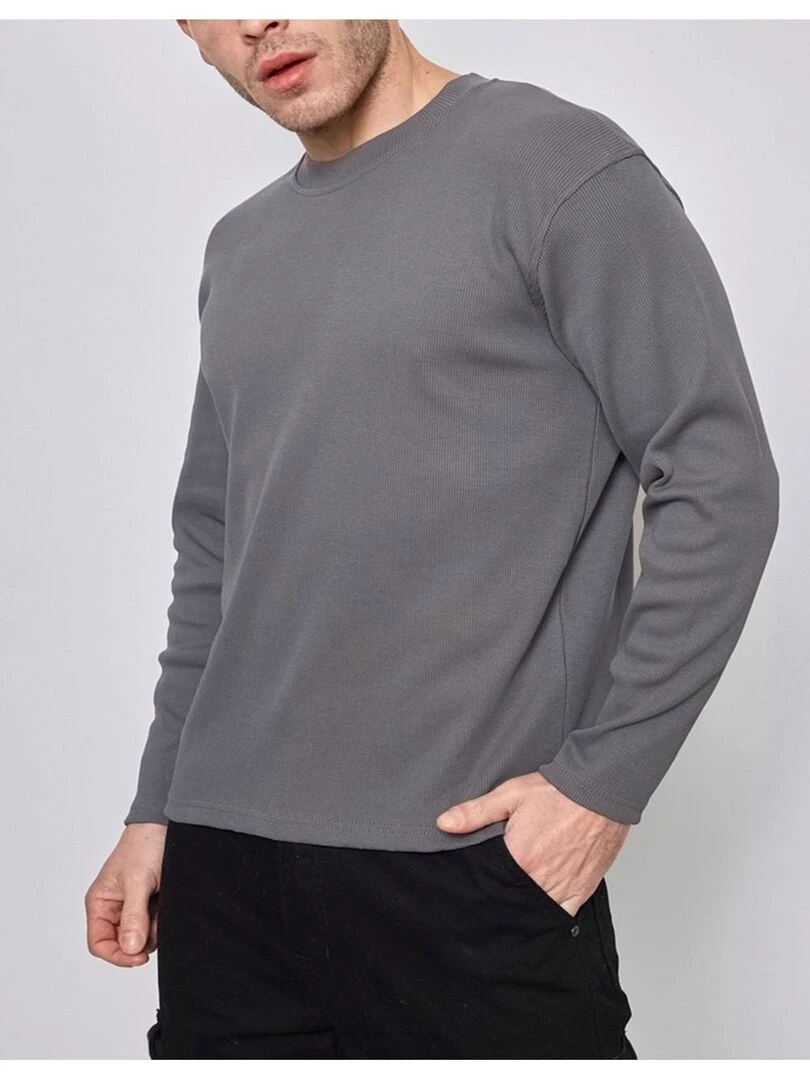 Pull Col Rond Kebello Gris